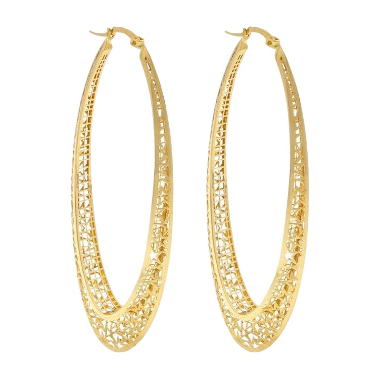 18K Solid Gold Milky Way Large Big Hoop Earrings, Maximalist Handmade Jewelry