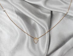 18k Solid Gold Minimalist Diamond Charm Necklace Arrow Charm Necklace