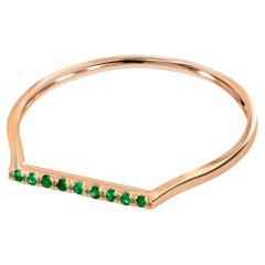 18k Solid Gold Natural Emerald Ring Thin Emerald Stacking Ring