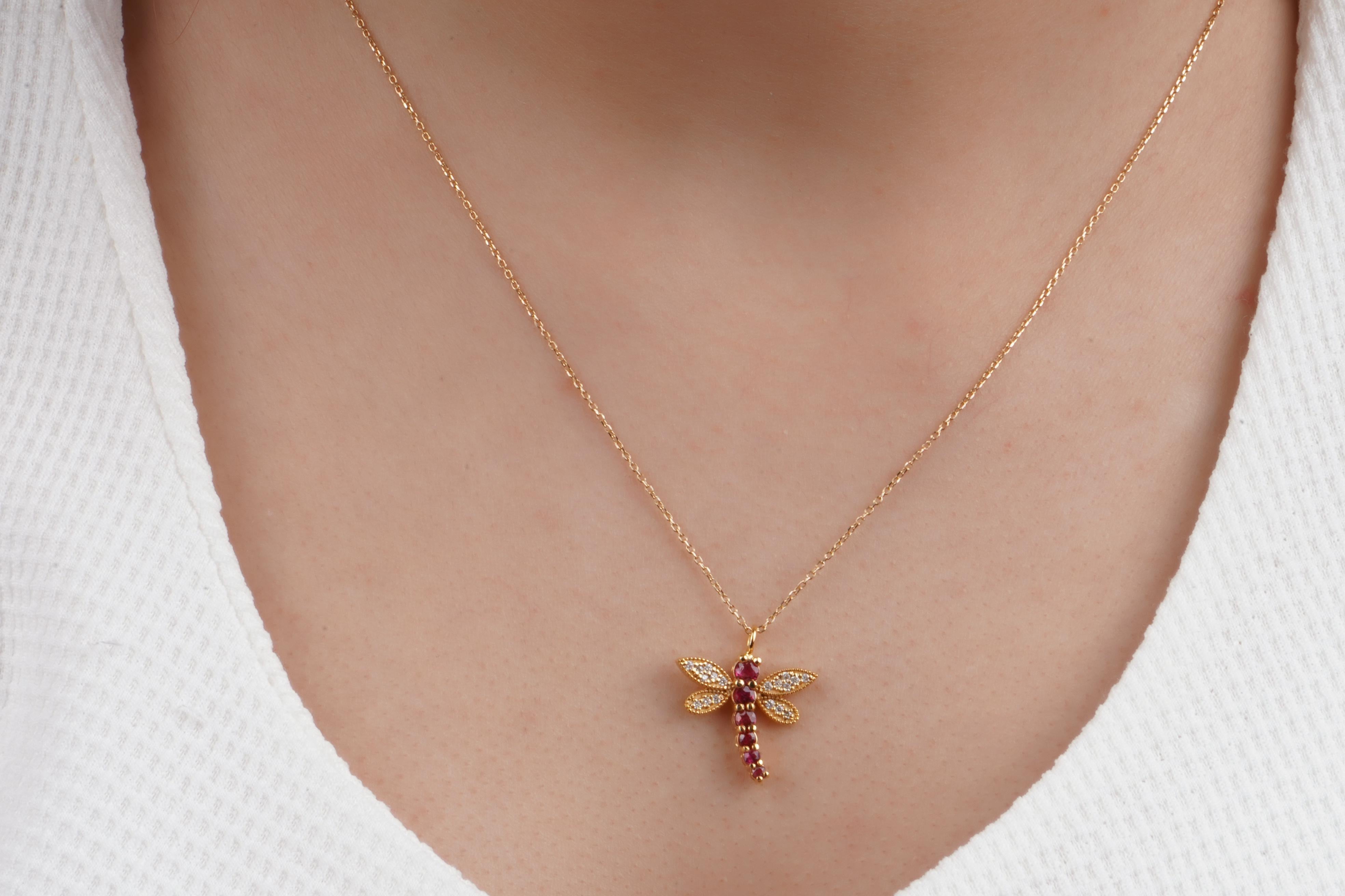 If you are looking for a unique and meaningful gift for yourself or someone special, you will love our 18k solid gold dragonfly pendant with chain!

This pendant is not just a beautiful accessory, but also a symbol of your personality and values. It