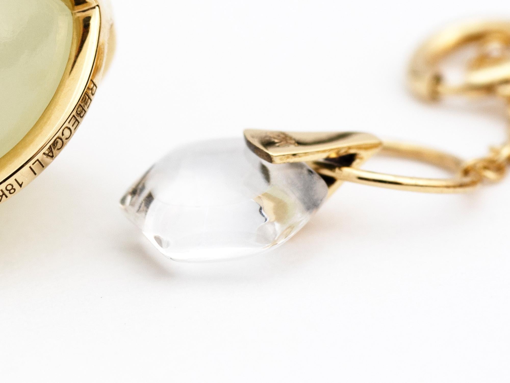 18k Solid Gold Nephrite White Jade Orb Talisman Pendant Necklace, Modern Sacred For Sale 1