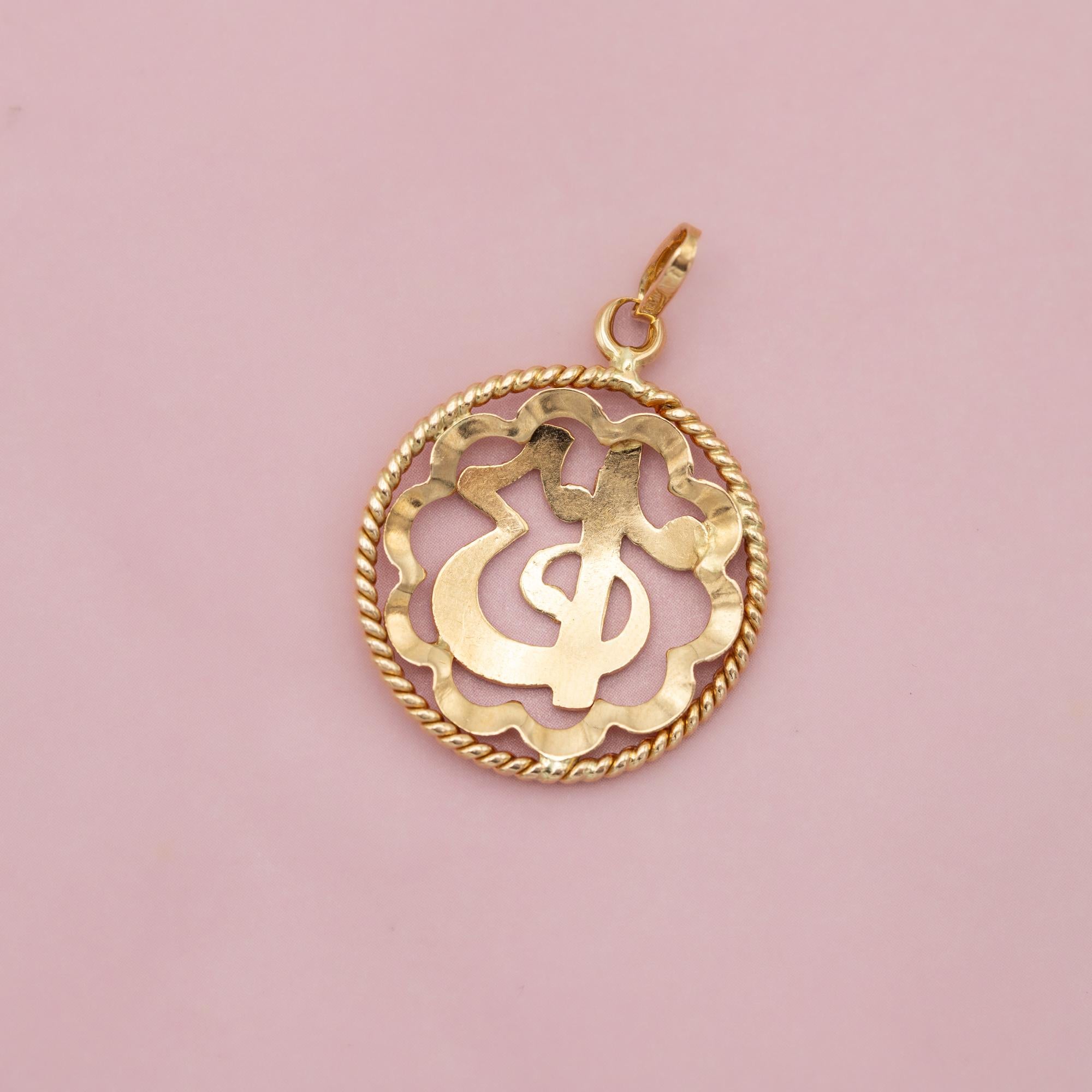 18K solid gold number 13 good luck charm - Love token - vintage lucky nr pendant 3