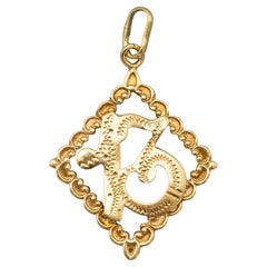 18K solid gold number 13 good luck charm - Love token - vintage lucky nr pendant