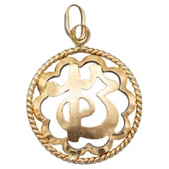 Colgante de oro macizo de 18 quilates con el número 13 de la buena suerte - Fichaje de amor - Colgante vintage con el número de la suerte