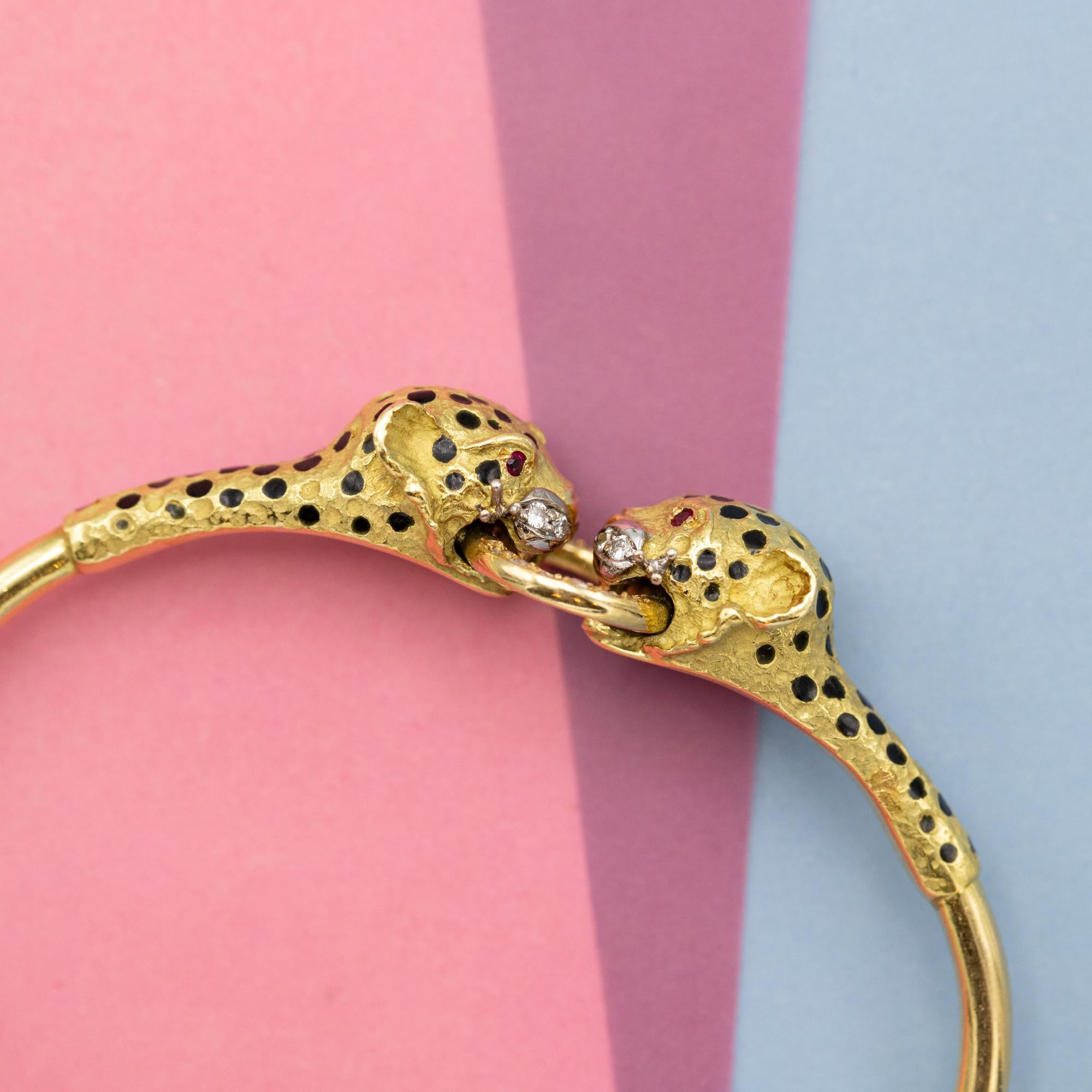 18k solid gold panther bracelet - Vintage tiger bangle - 1980's statement jewel 7