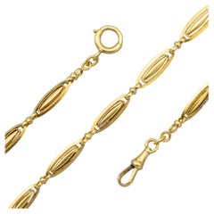 18K solid gold Pocket watch chain - Antique Necklace - French Sautoir 14.57 Inch