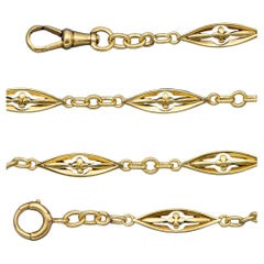 18K solid gold Pocket watch chain - French Antique Necklace - French eagle head