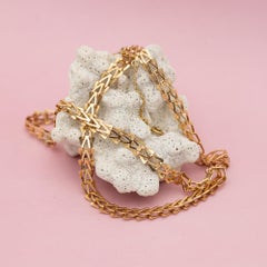 18k solid gold Retro chain - French triangles necklace - 44.5 cm - 17.5 inch