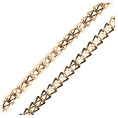 18k solid gold Retro chain - French triangles necklace - 44.5 cm - 17.5 inch