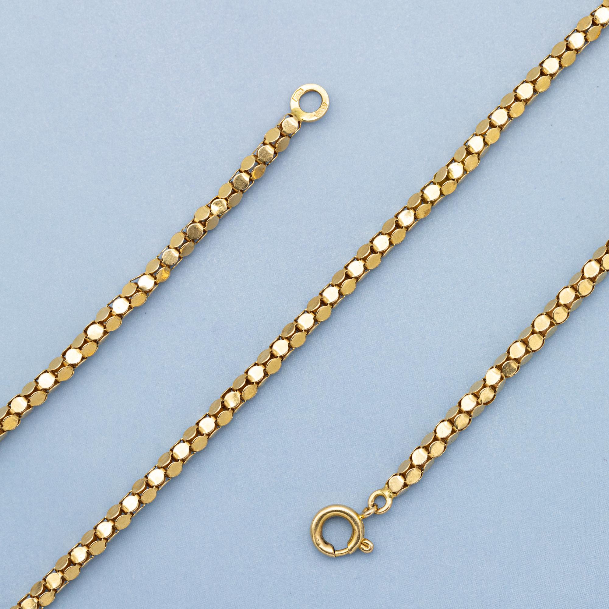 Women's or Men's 18k solid gold Retro popcorn chain - 1960's necklace - 44.5 cm - 17.25 inch