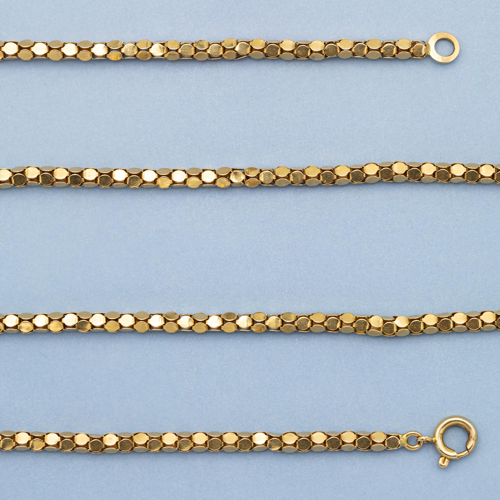 18k solid gold Retro popcorn chain - 1960's necklace - 44.5 cm - 17.25 inch 1