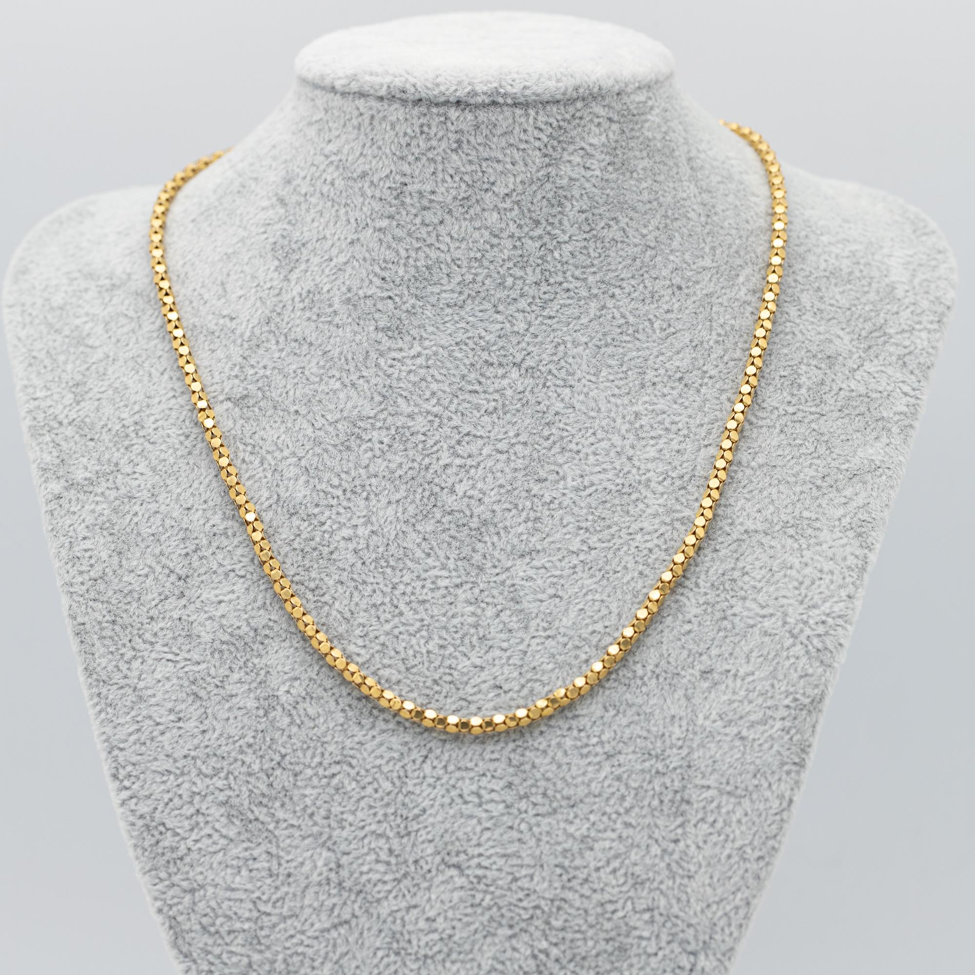 18k solid gold Retro popcorn chain - 1960's necklace - 44.5 cm - 17.25 inch 2