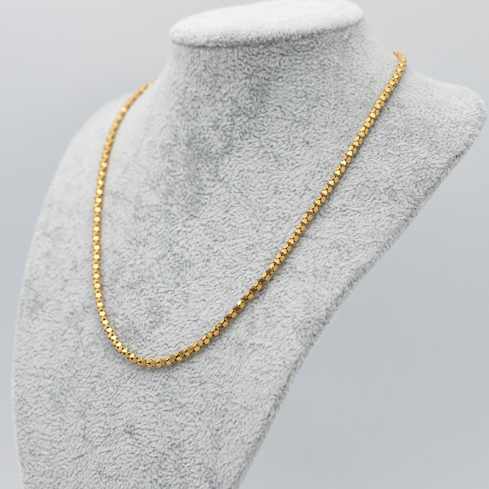 18k solid gold Retro popcorn chain - 1960's necklace - 44.5 cm - 17.25 inch 3