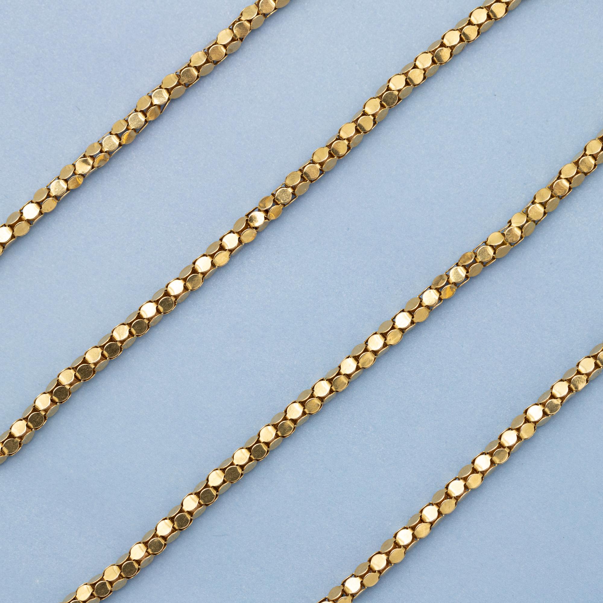 18k solid gold Retro popcorn chain - 1960's necklace - 44.5 cm - 17.25 inch 4