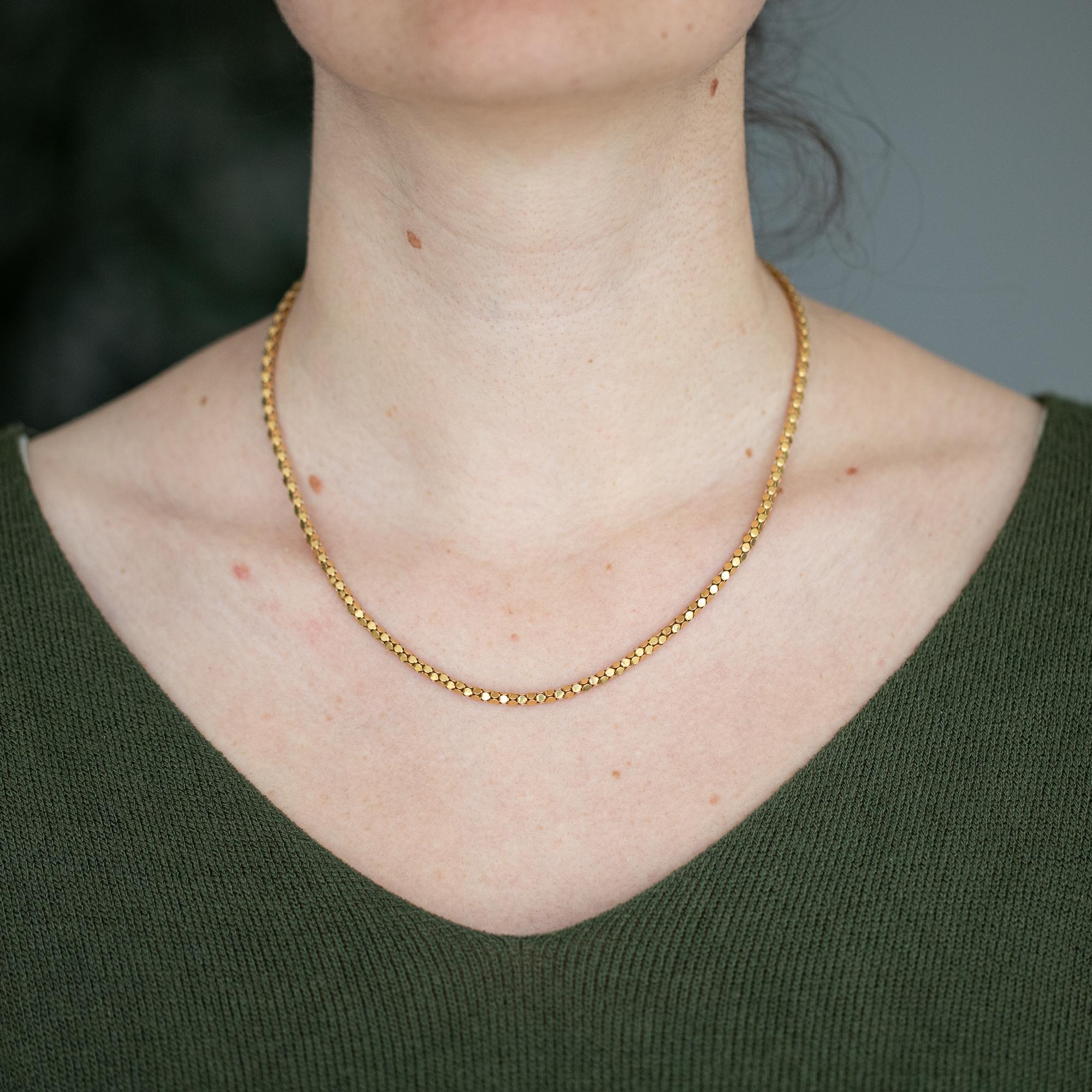 18k solid gold Retro popcorn chain - 1960's necklace - 44.5 cm - 17.25 inch 5