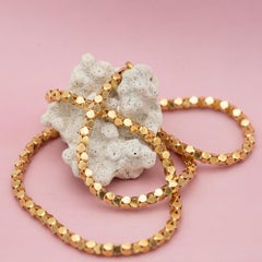 18k solid gold Retro popcorn chain - Italian 1960's necklace - 63.5 cm - 25 inch