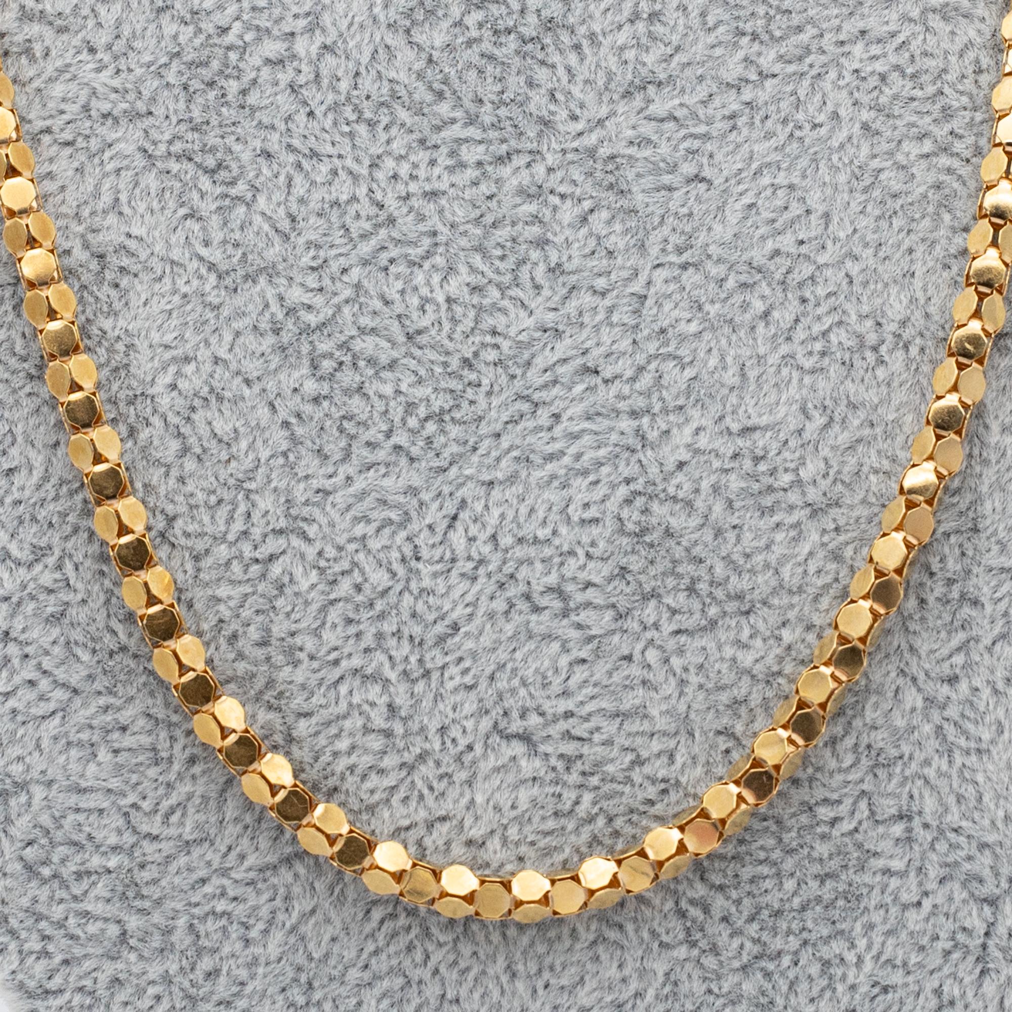 18k solid gold Retro popcorn chain - Italian 1960's necklace - 63.5 cm - 25 inch In Good Condition For Sale In Antwerp, BE