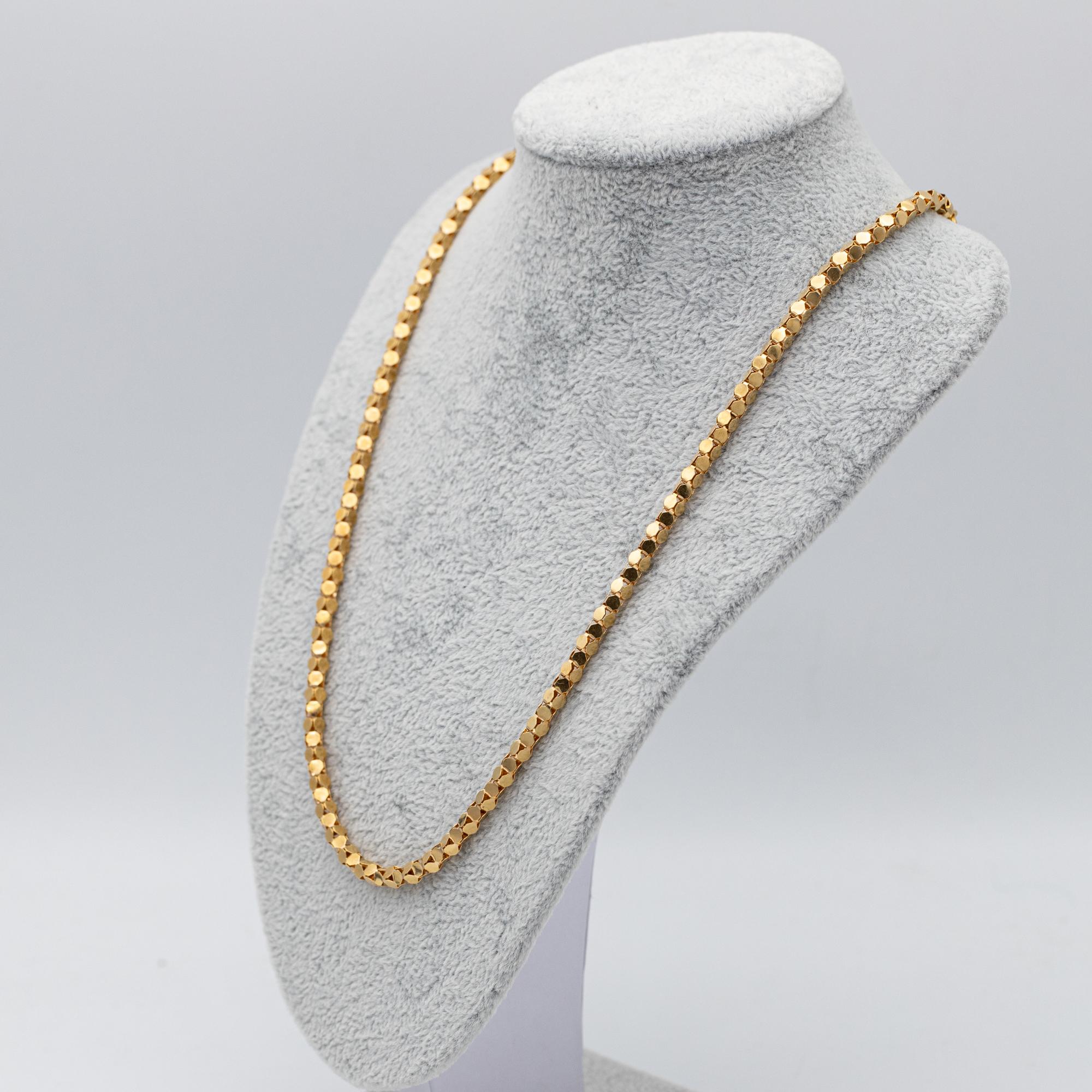 18k solid gold Retro popcorn chain - Italian 1960's necklace - 63.5 cm - 25 inch For Sale 2