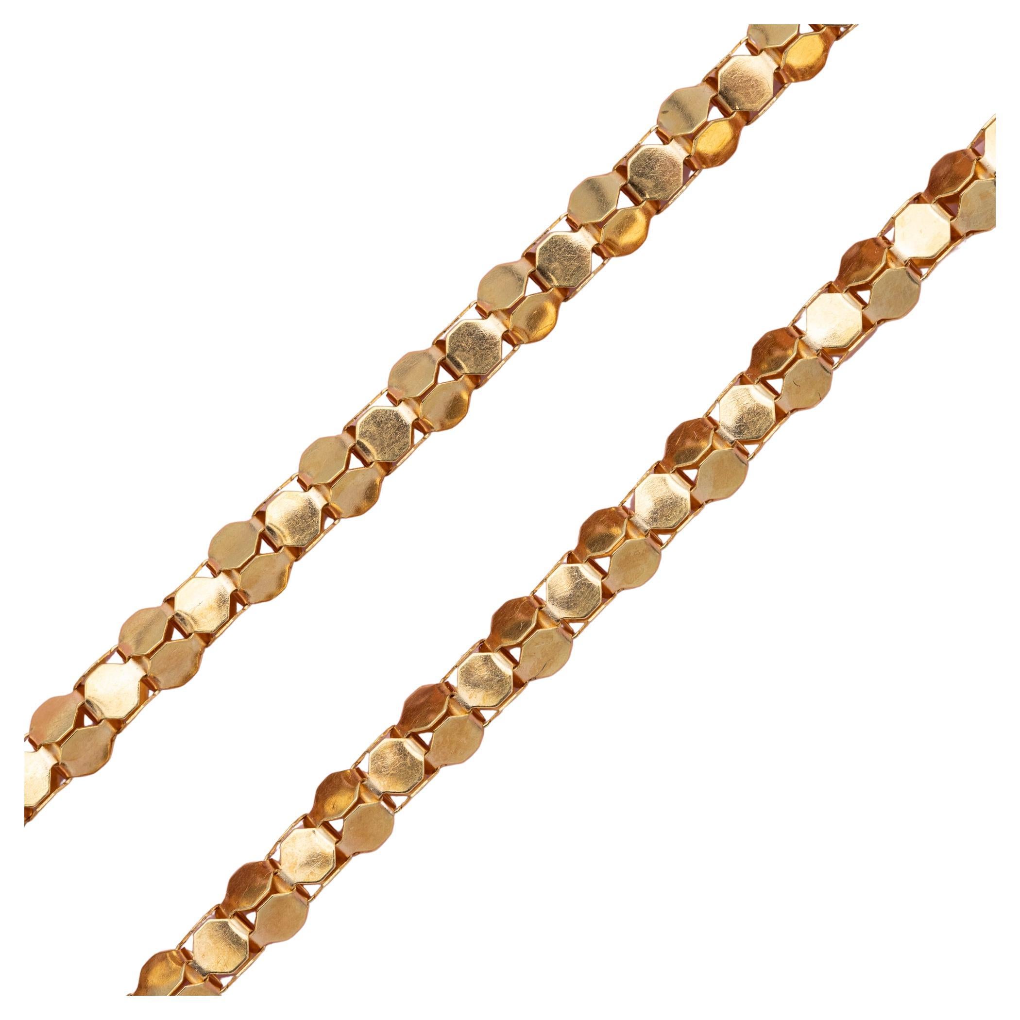 18k solid gold Retro popcorn chain - Italian 1960's necklace - 63.5 cm - 25 inch For Sale