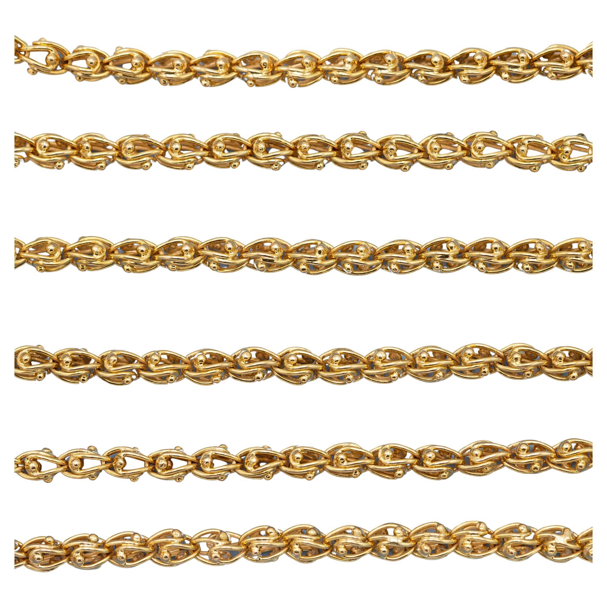 18k solid gold Retro popcorn chain - Italian 1960's necklace - 93 cm - 59 grams