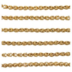 18k solid gold Retro popcorn chain - Italian 1960's necklace - 93 cm - 59 grams
