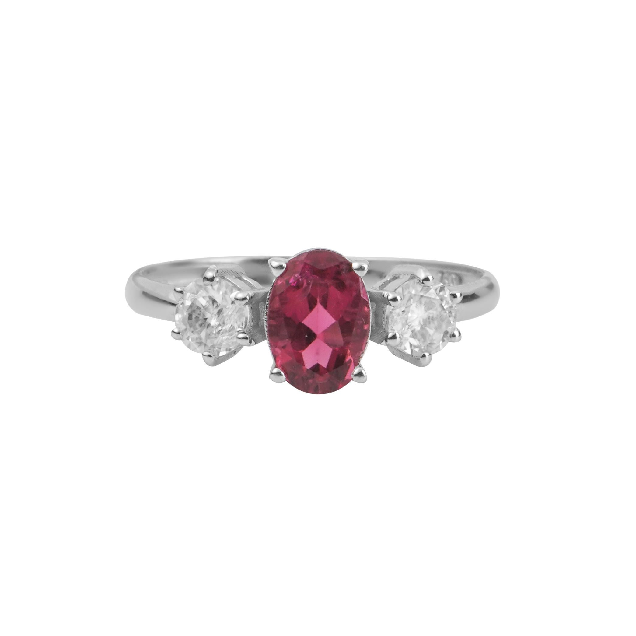 Bague en or massif 18K à la tourmaline rose en vente 2