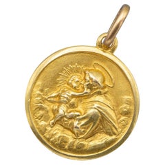 18K solid gold Saint Anthony pendant - Italian Catholic Charm - Lost and found