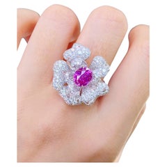 Anello da cocktail con zaffiro e diamante in oro massiccio 18 carati - Eze Jewelry
