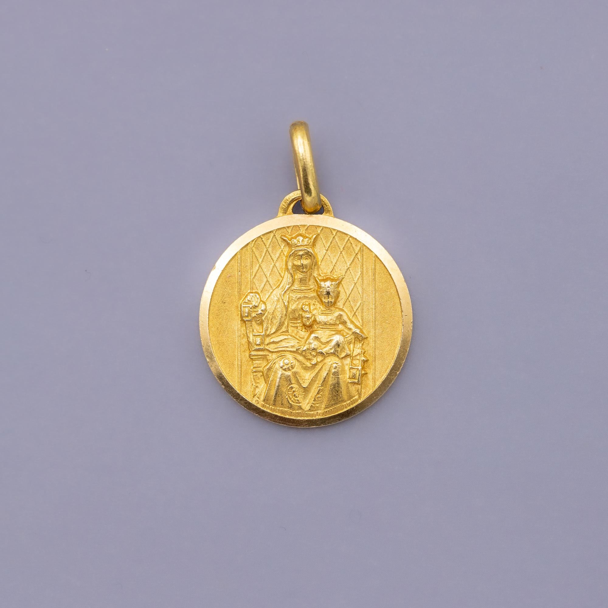 18K solid gold Scapular pendant - Italian Catholic - Holy Sacred Heart of Jesus 3