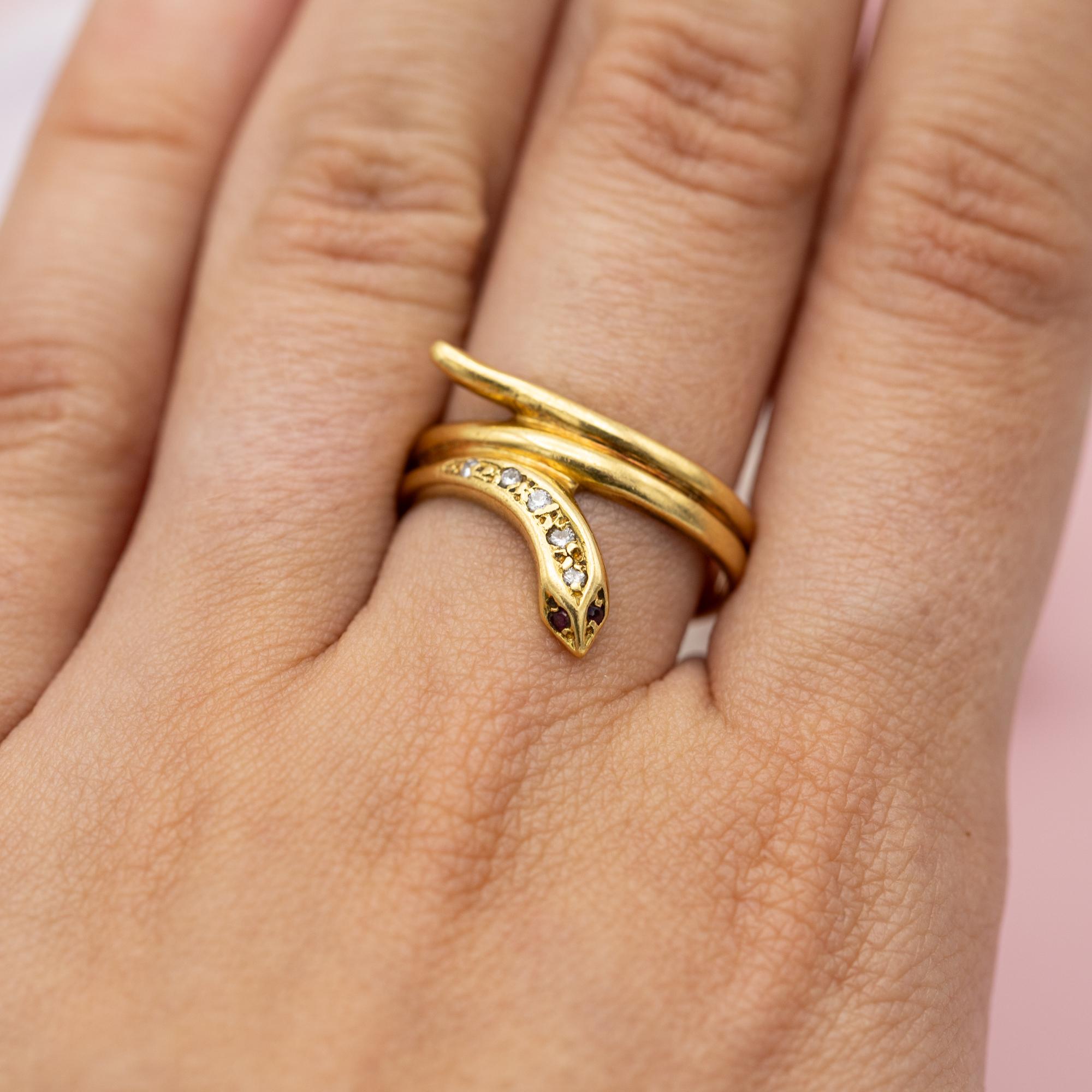 Women's or Men's 18k solid gold Snake Ring - Victorian symbol of eternal Love - Vintage ring