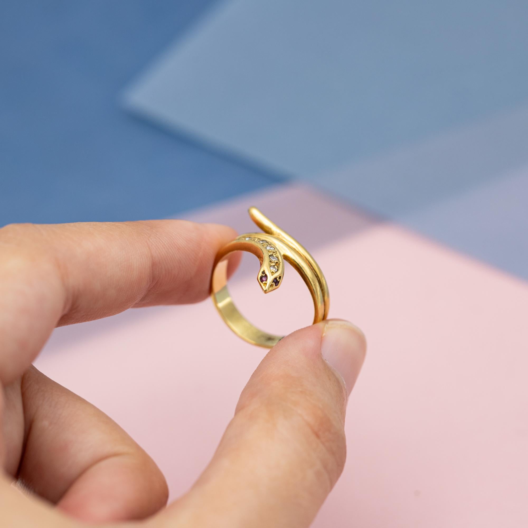 18k solid gold Snake Ring - Victorian symbol of eternal Love - Vintage ring 3