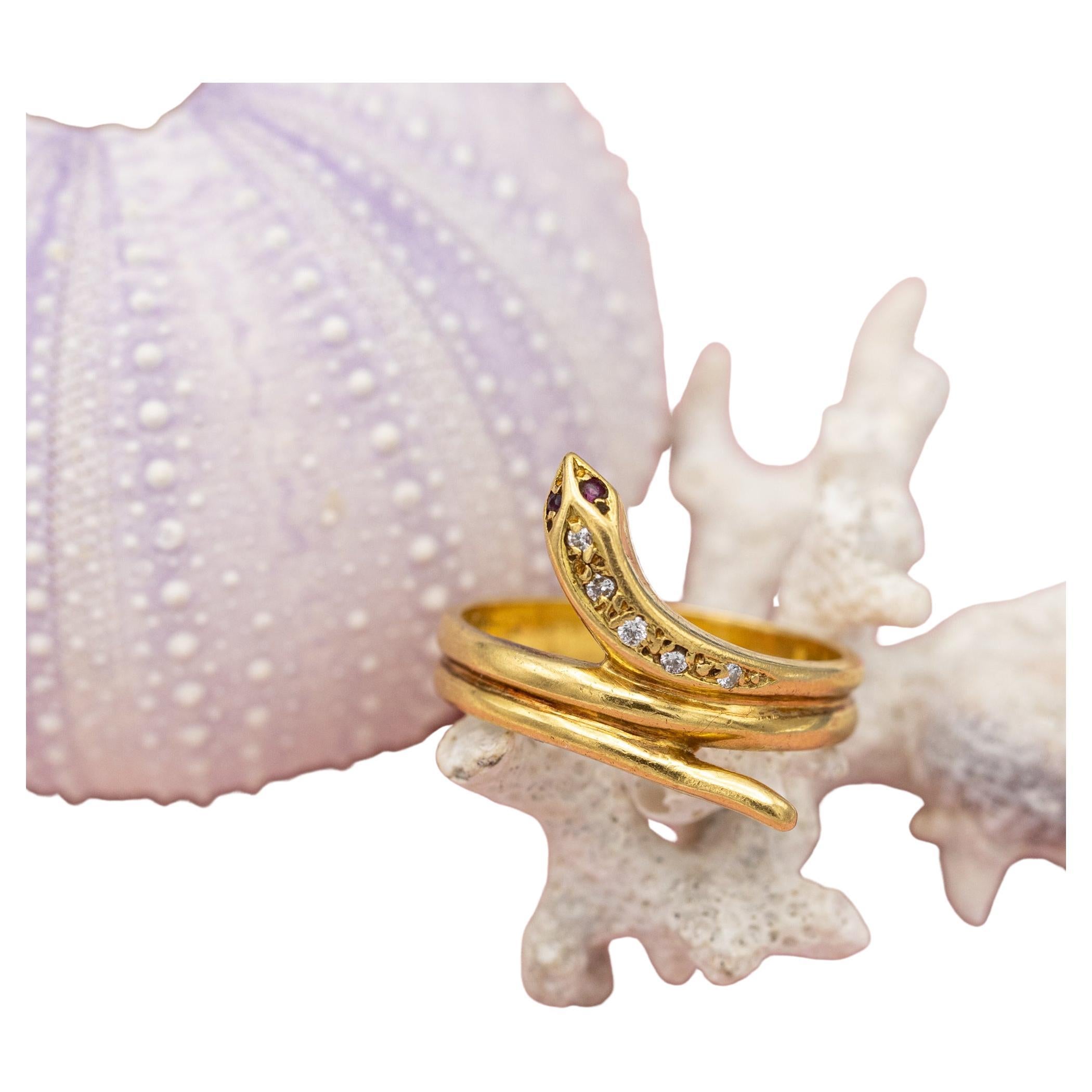 Anillo Serpiente de oro macizo 18k - Símbolo victoriano del Amor eterno - Anillo vintage