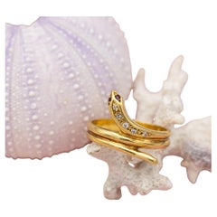 Anillo Serpiente de oro macizo 18k - Símbolo victoriano del Amor eterno - Anillo vintage