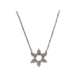 18k Gold Star of David Diamond Necklace Religious Star Diamond Jewish Gift 