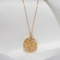 18k Solid Gold Tree of Life pendant (With Chain)