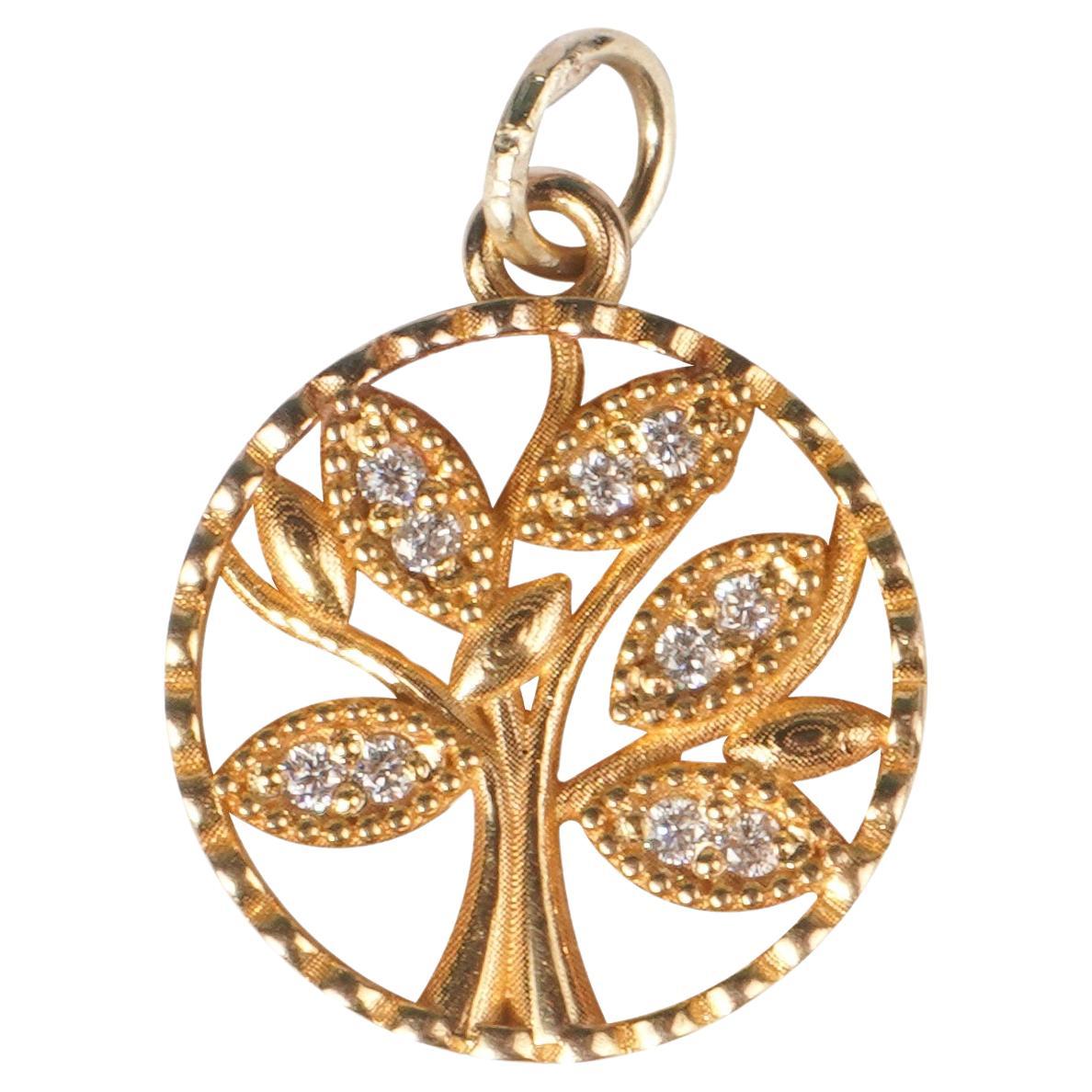 18k Solid Gold Tree of Life pendant (With Chain) For Sale