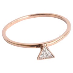 18k Solid Gold Triangle Stacking Ring with White Pave Diamonds