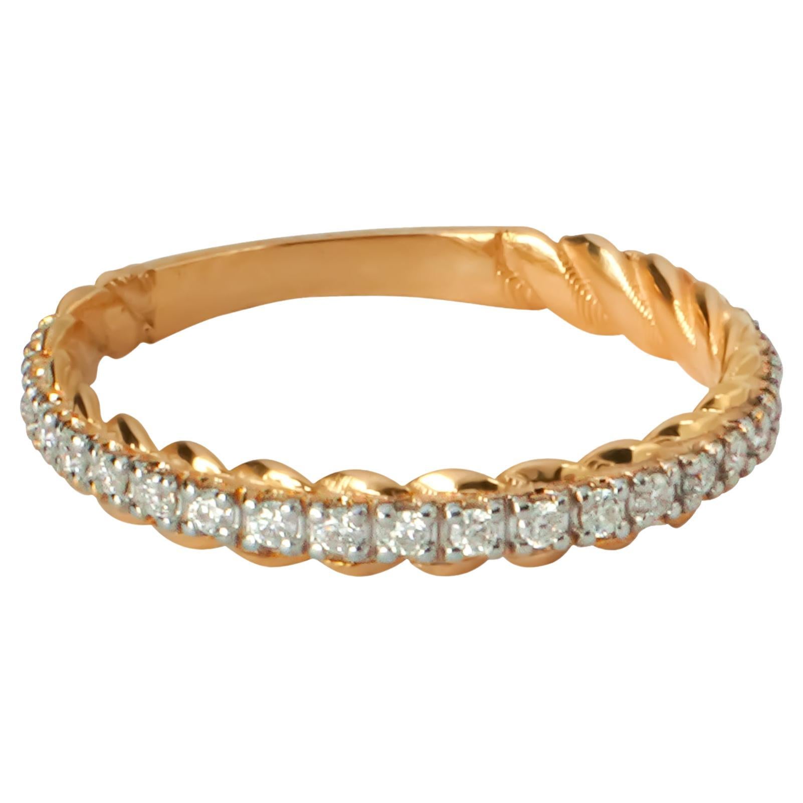 18K solid Gold Twisted stacking ring For Sale