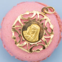 18K solid gold Virgin Mary pendant - Italian Catholic charm - Religious medal