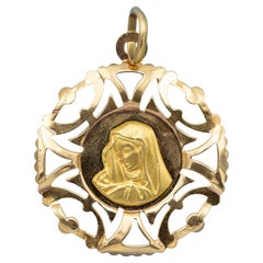 Ciondolo della Vergine Maria in oro massiccio 18 carati - Ciondolo cattolico italiano - Medaglia religiosa