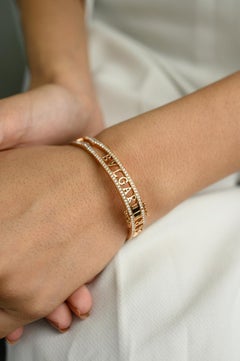 18k Solid Rose Gold 2.35 CTW Diamond Bracelet, Fine Diamond Jewelry For Her