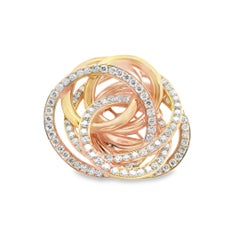 18k Solid Rose Gold and 3.00 carat Diamond Messy Cocktail Spiral Ring