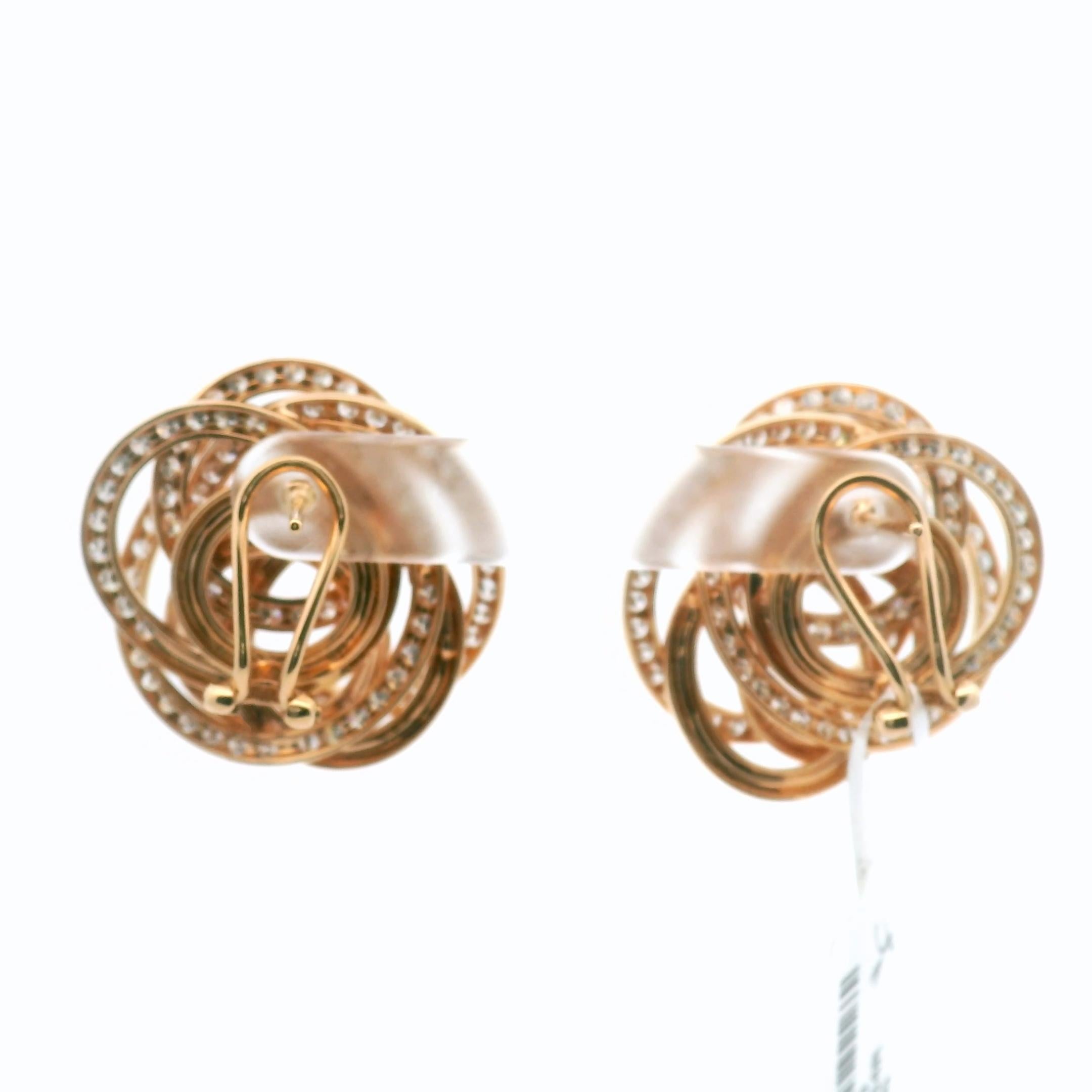Boucles d'oreilles cocktail en or rose massif 18 carats et diamants de 5,00 carats Pour femmes en vente