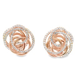 Orecchini a spirale con diamanti e oro rosa massiccio 18k da 5,00 carati