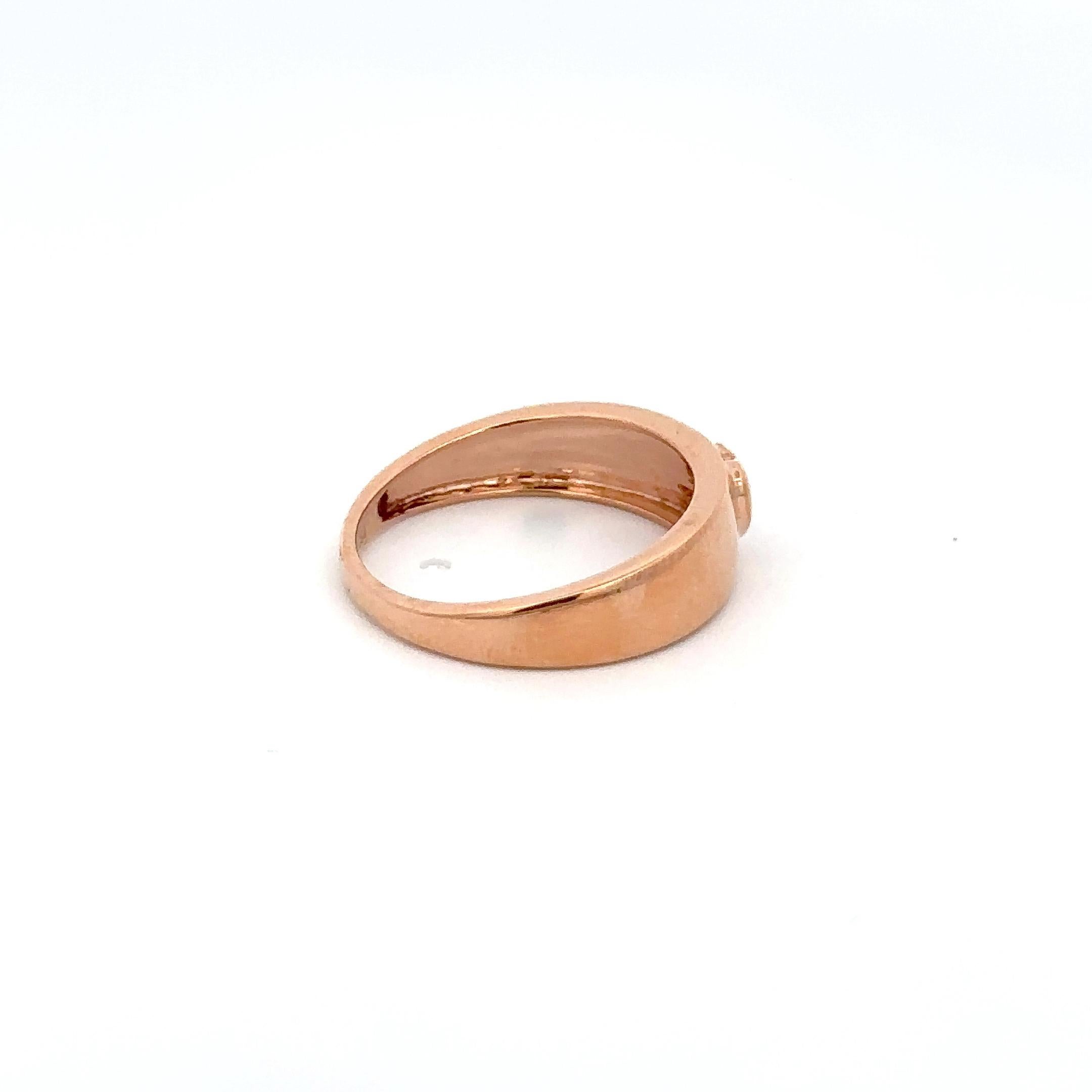 For Sale:  18k Solid Rose Gold Signet Ring Dainty Heart Cut Pink Sapphire Pinky Ring  11