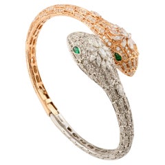 Bracelet serpentin ouvert en or blanc et rose 18 carats avec 4,44 carats de diamants