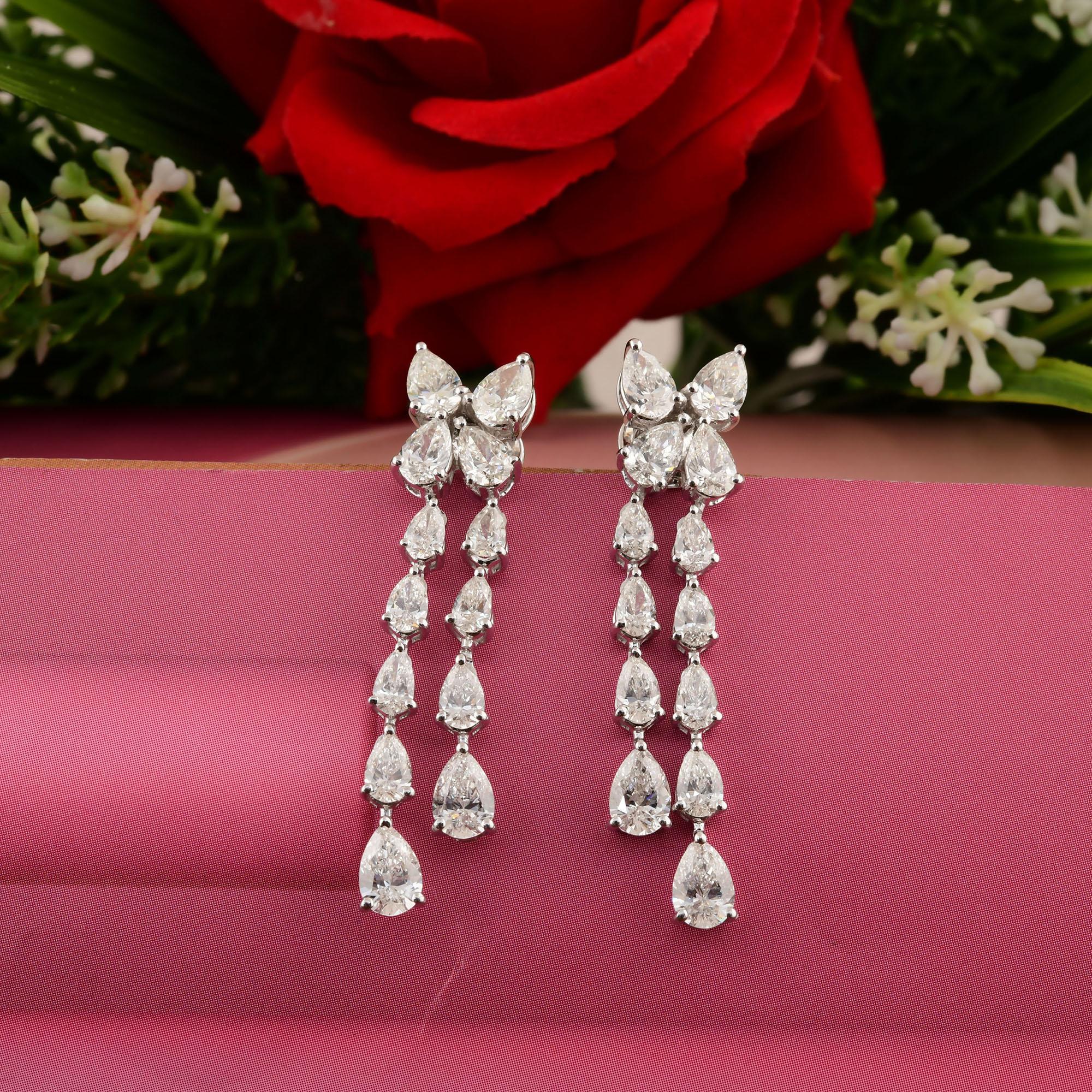 18K Massiv Weißgold 5.73Ct Natürlicher Diamant Tropfen Graduierung Ohrringe Damen im Angebot