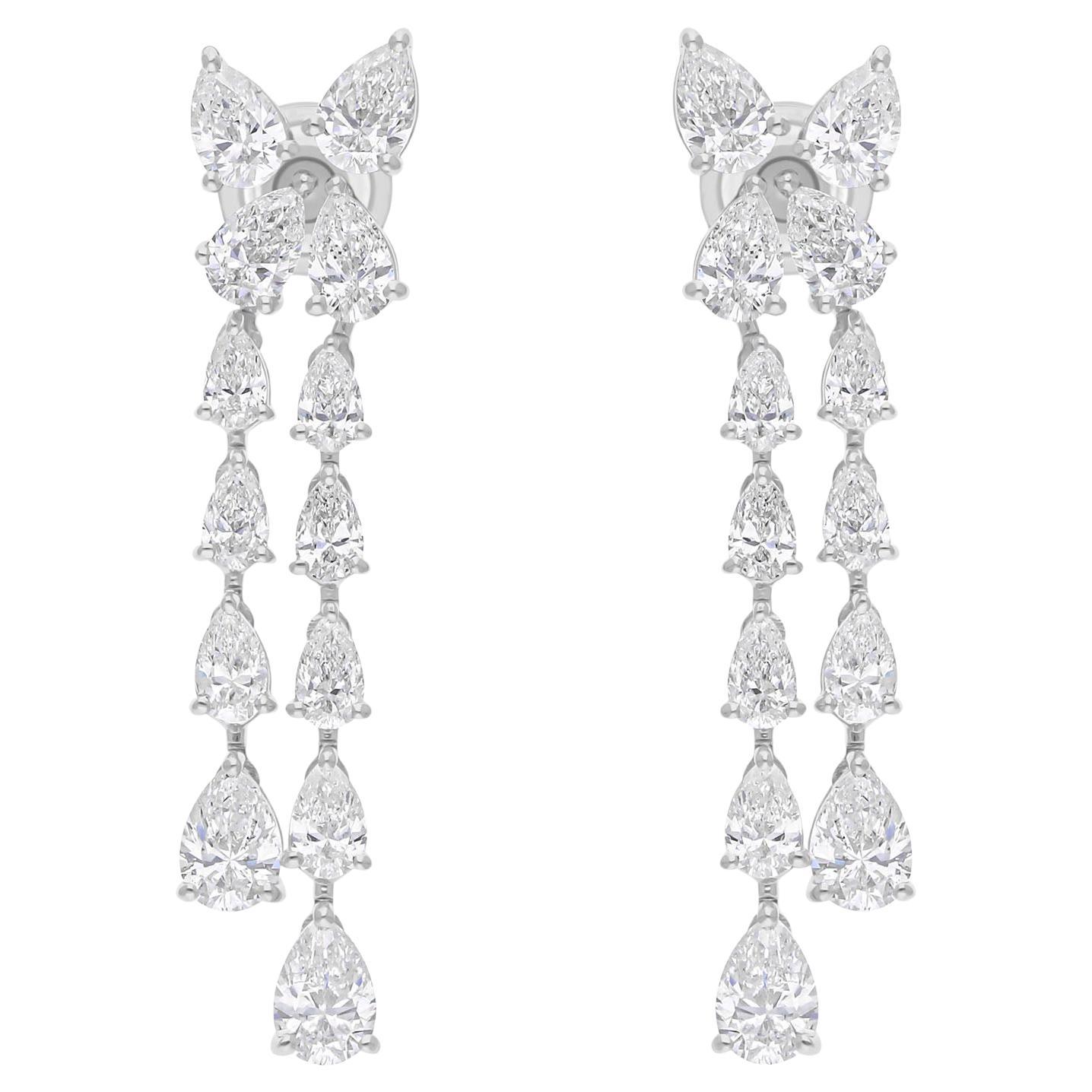 18K Massiv Weißgold 5.73Ct Natürlicher Diamant Tropfen Graduierung Ohrringe im Angebot