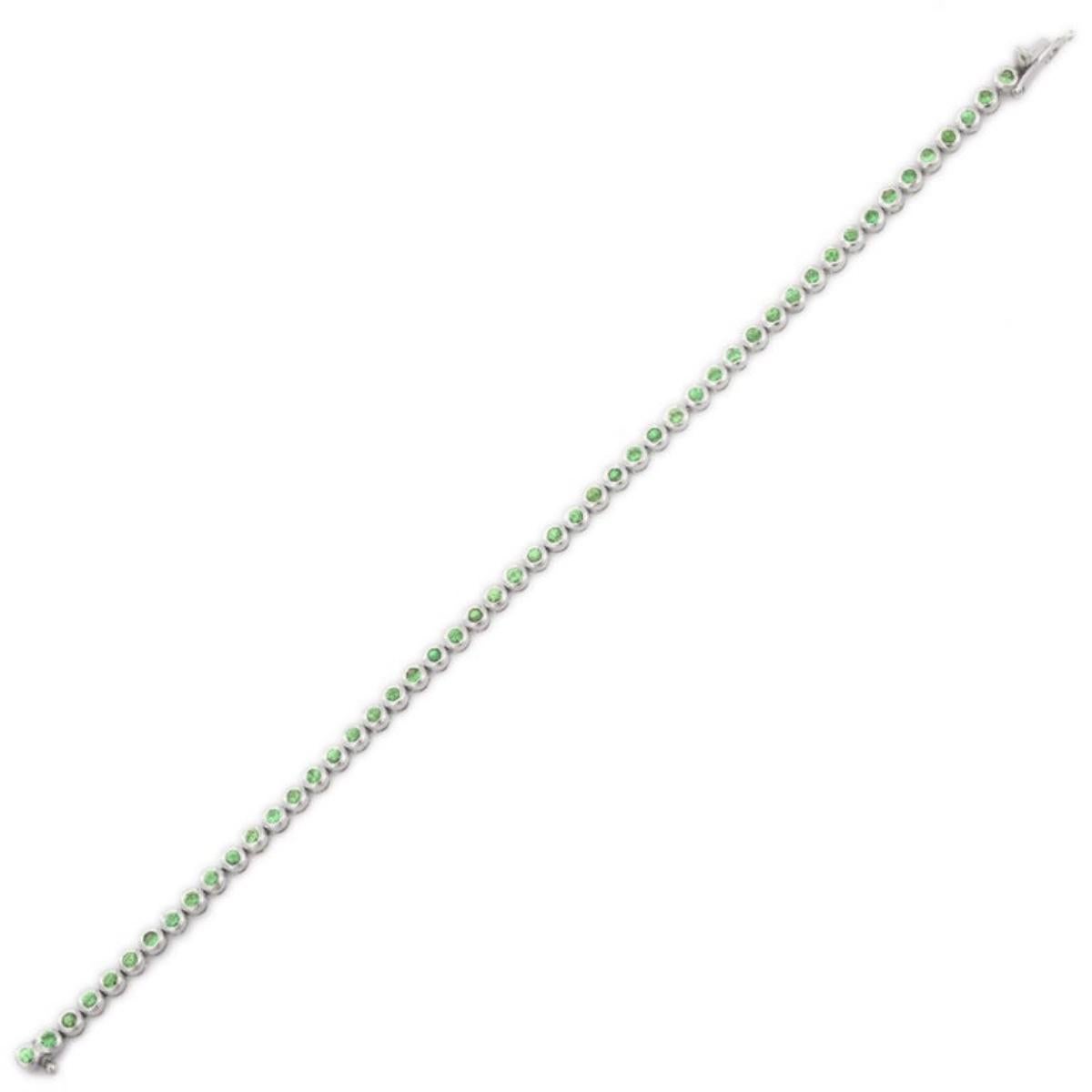Taille ronde Or blanc massif 18 carats Dainty Round Cut  Bracelet de tennis en tsavorite naturelle pour elle en vente