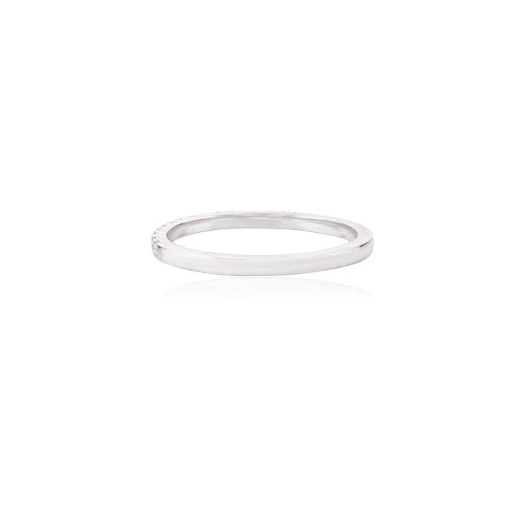 For Sale:  18k White Gold Everyday Moissanite Stackable Silver Band Ring for Girlfriend 10